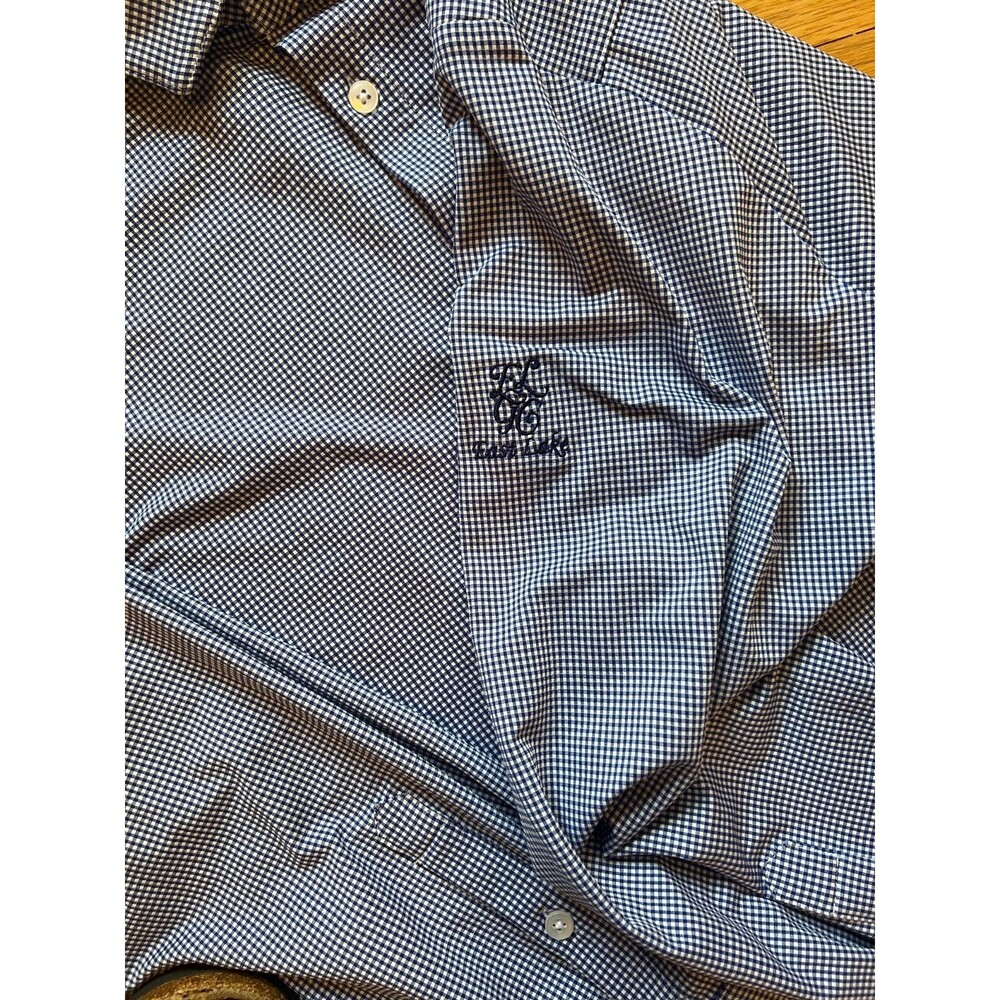 Mizzen + Main Spinnaker Shirt Mens XL Blue White Check East Lake Logo - Picture 7 of 10